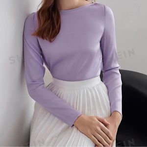 MOTF Premium Silk Straight Full Sleeve Purple Top